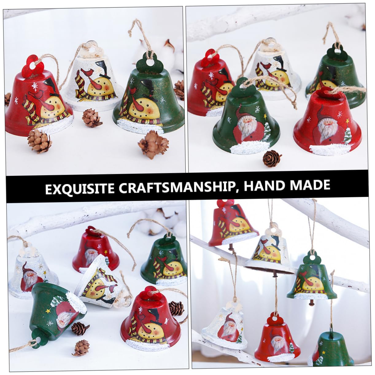 Garneck 2 Set Campana Di Babbo Natale Cono Albero Di Natale Porta Chiaro Decorazioni Ganci Natalizi Sottobicchieri Chiare Di Natale Campanellini Natalizi Ferro Da Stiro 3 Pezzi * 2
