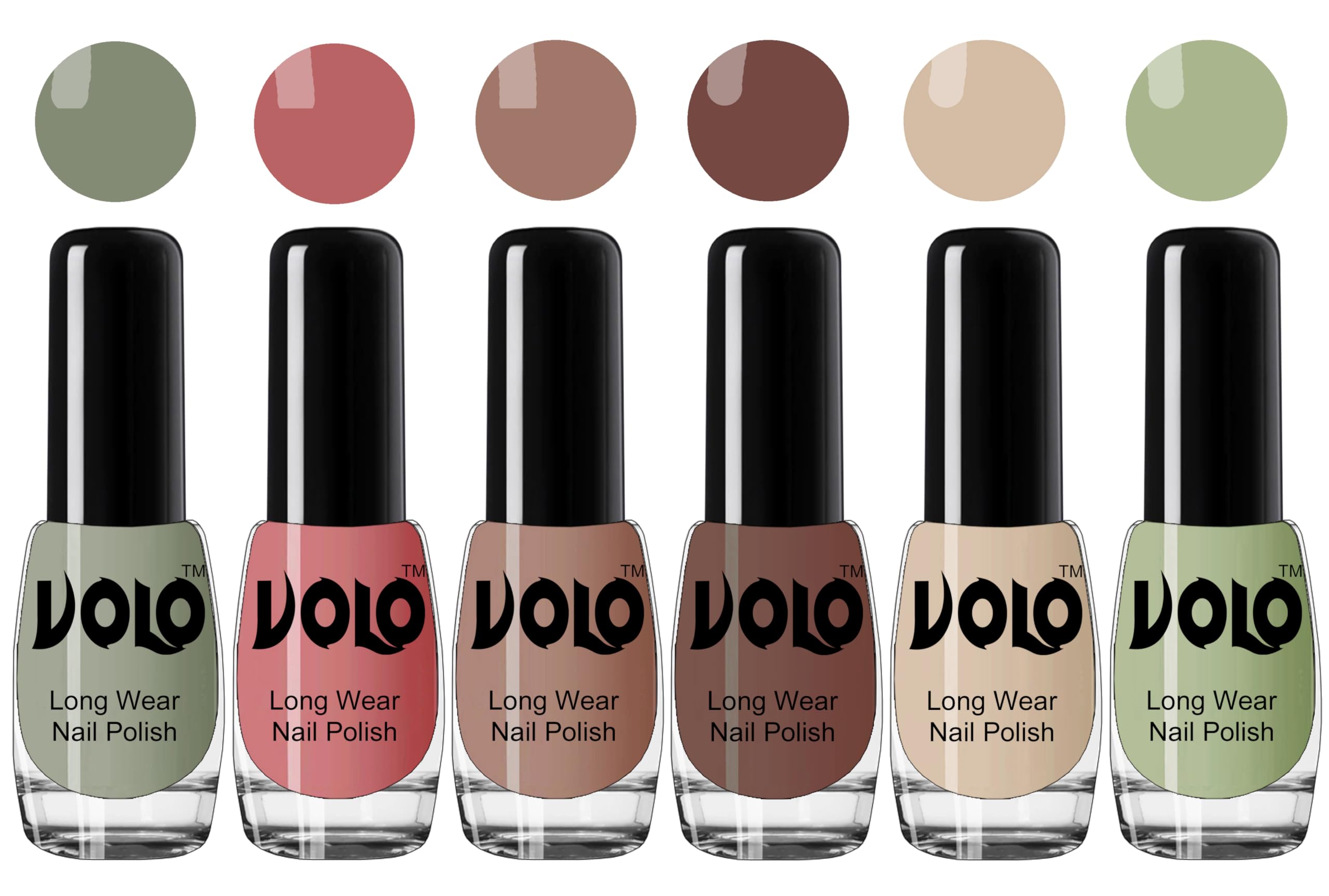 VOLO Color Rich Toxic Free Perfection Shine Nail Polish Set of 6 (Olive Nude, Pink, Nude, Dark Nude, Nude, Mischievous Mint) 30ml-image-29