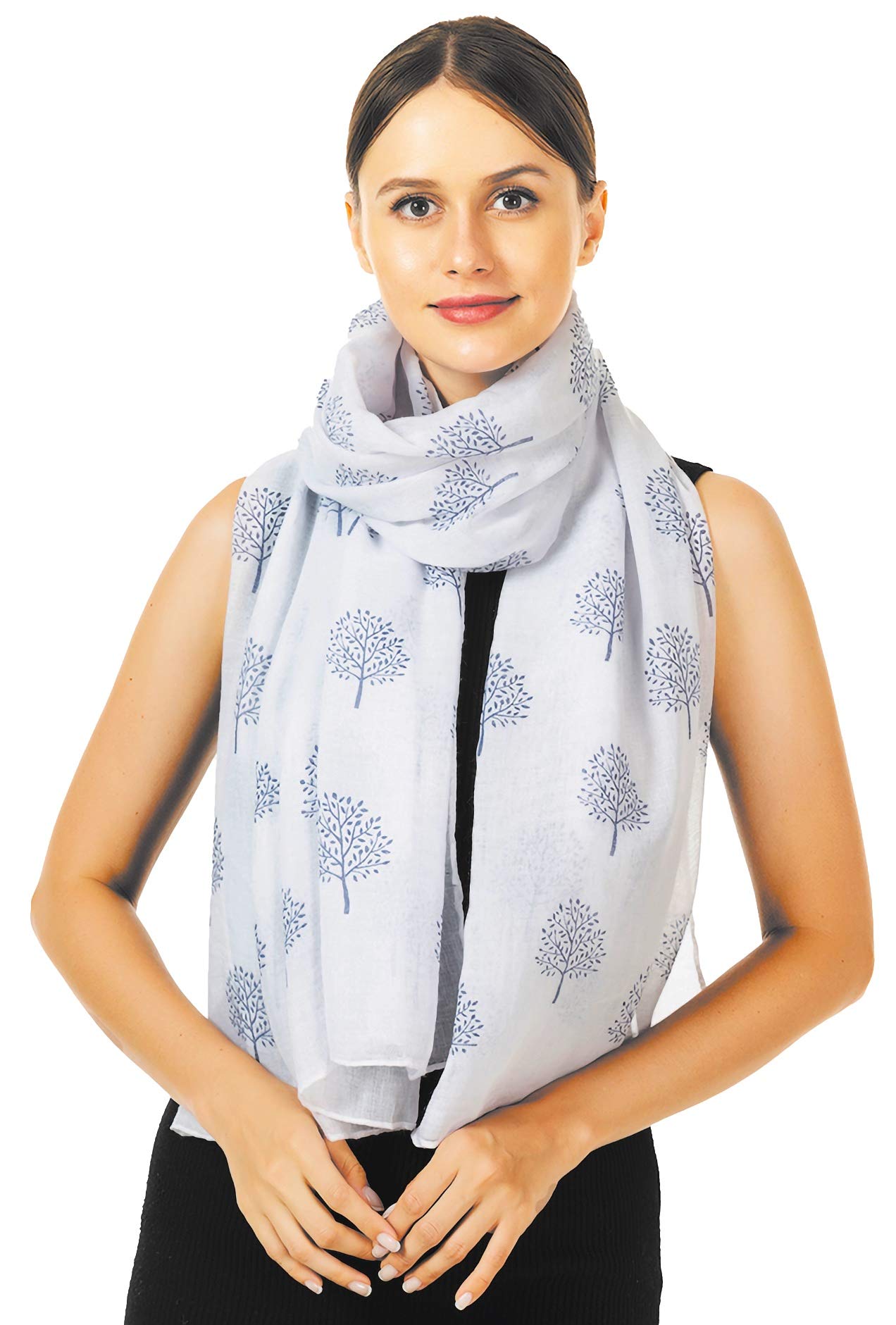 World Of Shawls Women's White - Stitched Ends Mulberry Tree Scarf Shawl Wrap Soft Warm (White - Stitched Ends)