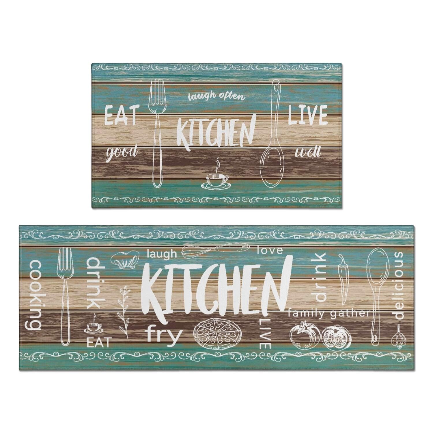 Protikol Kitchen Rugs Sets of 2 - Non Slip Washable Microfiber Kitchen Rug, Farmhouse Country Kitchens Rugs and Mats for Decor, Sink, Stove, Laundry,