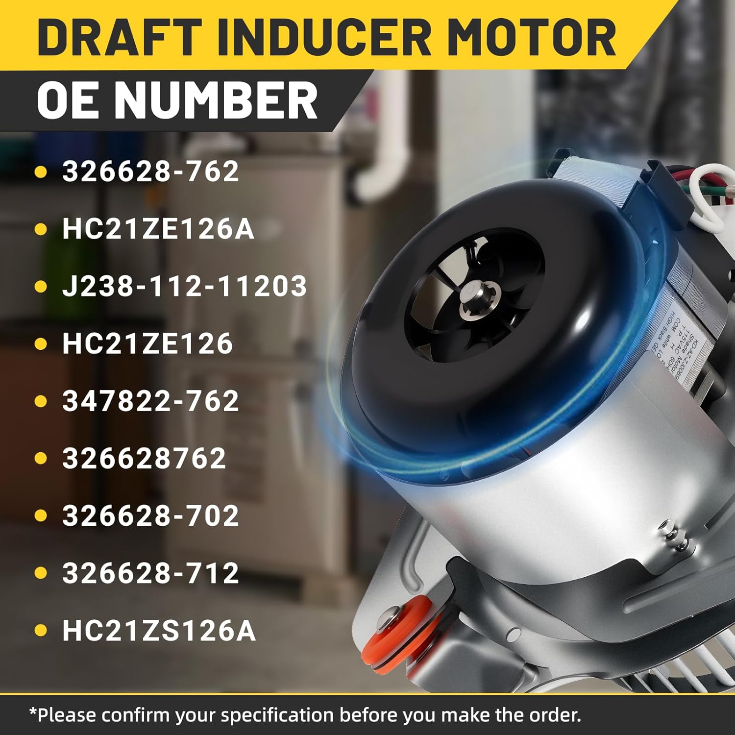 326628-762 Upgraded Furnace Draft Inducer Motor, Fit for Carrier, Bryant, Payne, Furnace Blower Motor Exhaust Vent Venter Motor | 115V 60HZ Class H TPH - Replace 99080596 HC21ZE126A