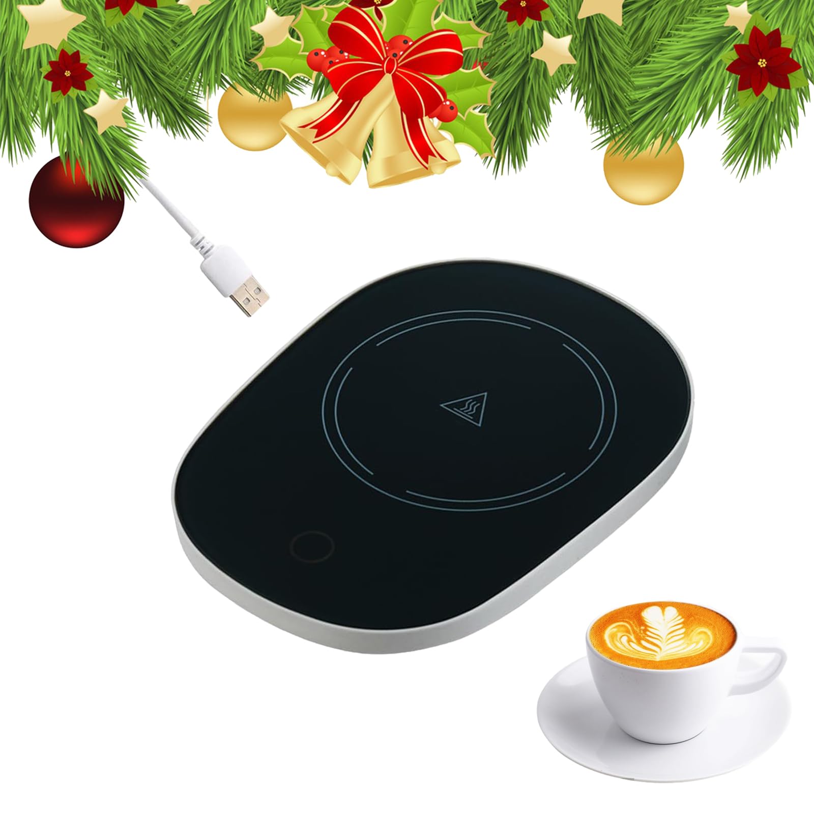 Scaldatazze,Scalda Bevande,Scalda Tazza,Scalda Tazza USB,Temperatura costante 55°C,Latte,Tè, Acqua,Regalo di Natale,Ldeale per la Stagione Invernale,Nero