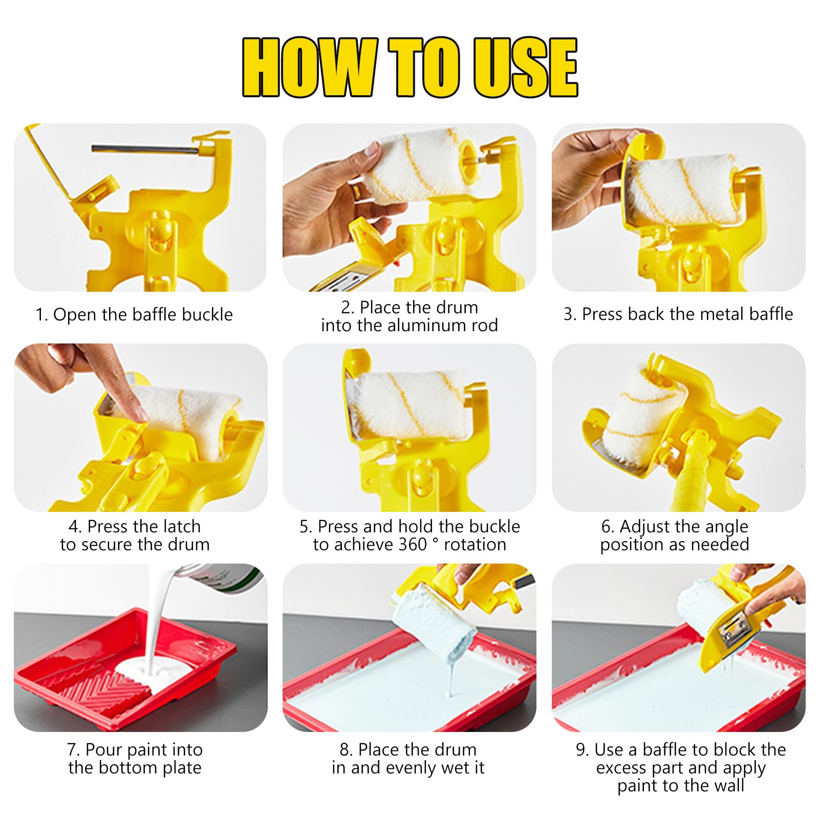 Juego de pinceles profesionales con rodillo de corte para bordes limpios, incluye bandeja de pintura y bordeadora de mano, herramientas de pintura portátiles para acabados suaves