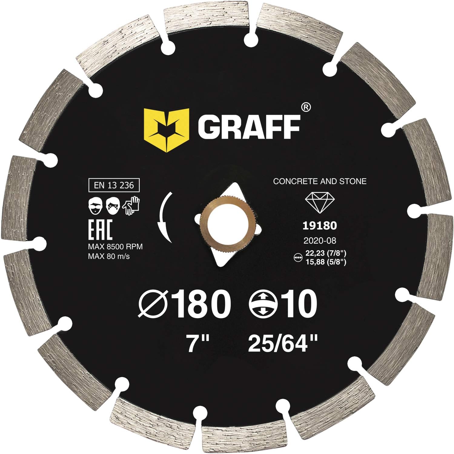 Universal Diamond Cutting Disc GRAFF 7 Inch, Segmented Disc for Angle