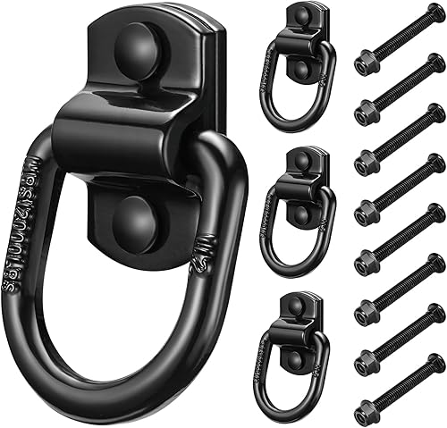 SPEEDWOW Paquete de 4 anillos en D de acero resistente con tornillos, anillo en D forjado atornillado de 12 pulgada para remolques universales,
