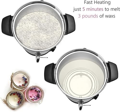 Miniatura 2 de Derretidor de cera de 10 litros para hacer velas, olla eléctrica grande de cera de vela con boquilla fácil de verter y control de temperatura 86-230