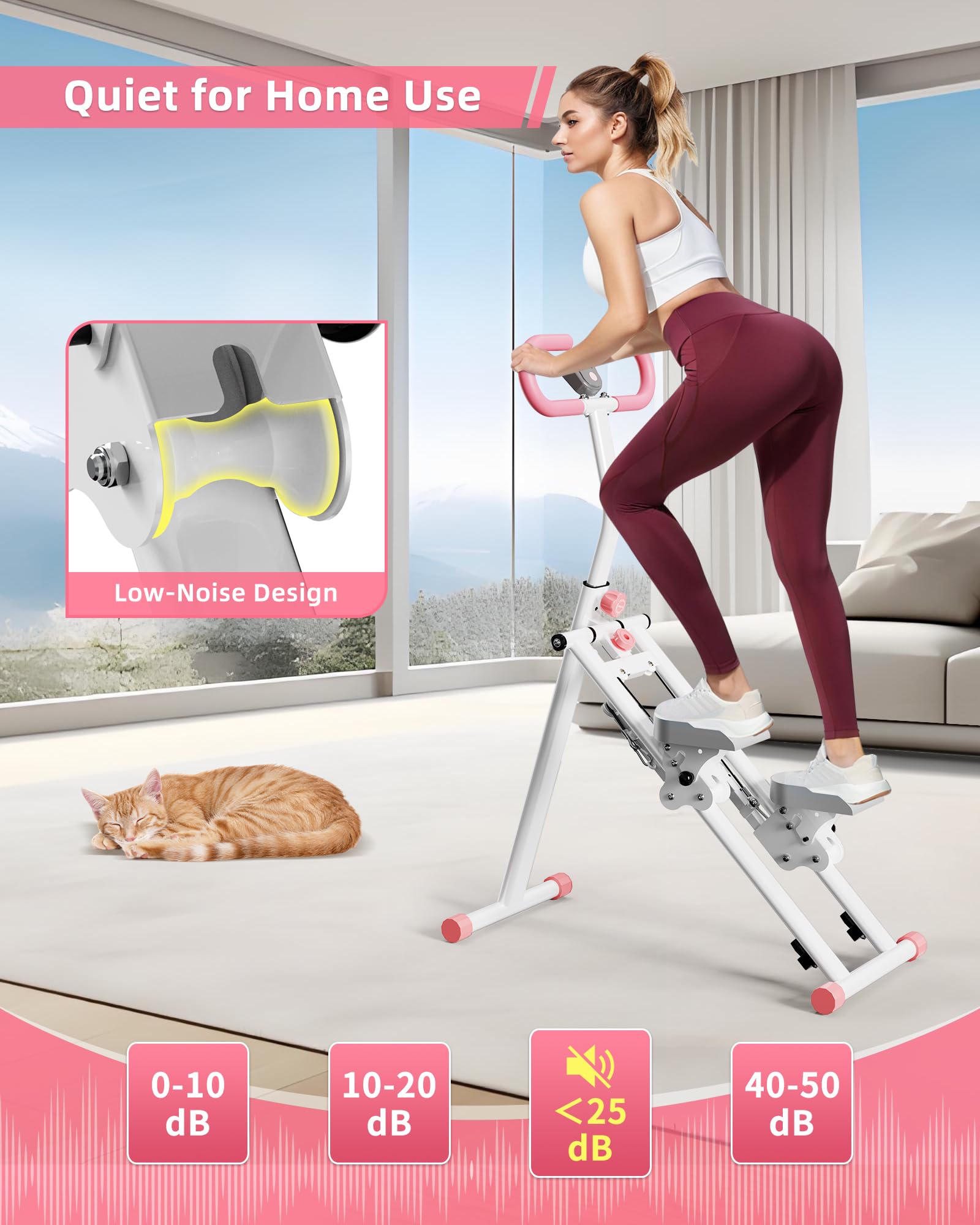 Stepper Escalier pour Maison, Vertical Climber Appareil de Fitness avec Guidon pour Entraînement Complet, Machine à Grimper Stable & 3 Hauteurs Réglables, Pliable