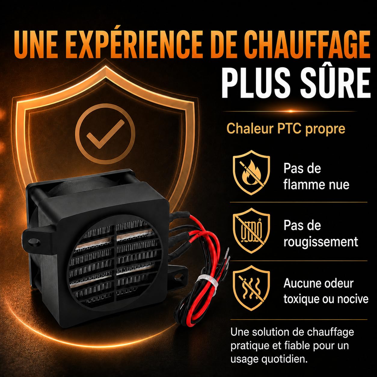 Réchauffeur d’Air PTC, 220 V 300 W Élément Chauffant Céramique avec Ventilateur, Module Chauffant Électrique à Température Constante Thermostat pour Humidificateur, Climatiseur, Appareils Électriques