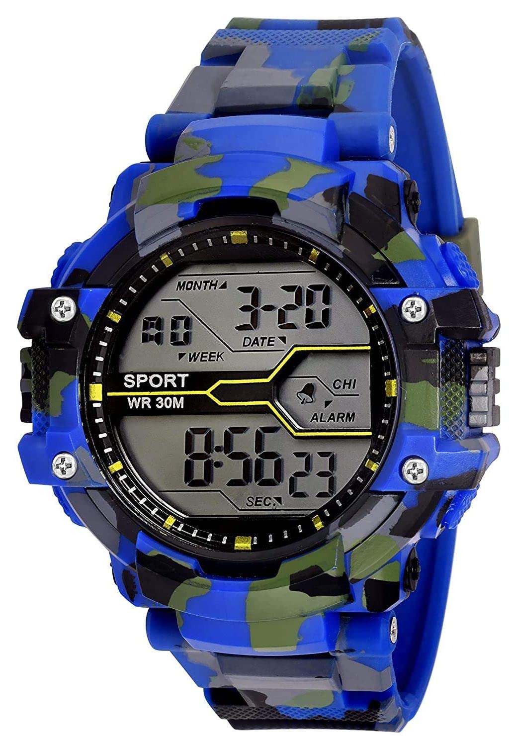 Acnos Polyurethane Premium Blue Color Army Shockproof Waterproof Digital Sports Watch For Men Kids Sports Watch For Boys - Military Army Watch For Men, Black Dial, Blue Band (B09SGCKNSL) Amazon Price History, Amazon Price Tracker