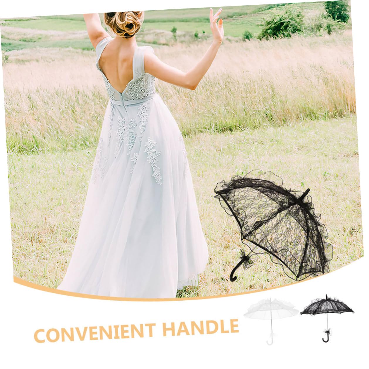 2 Stück Eleganter Spitzen sonnenschirme Brautschirm Hochzeit Deko Leichter Spitzen schirm als Vintage Parasol für Outdoor Hochzeitszeremonien Halloween Kostüm und Fotoshootings