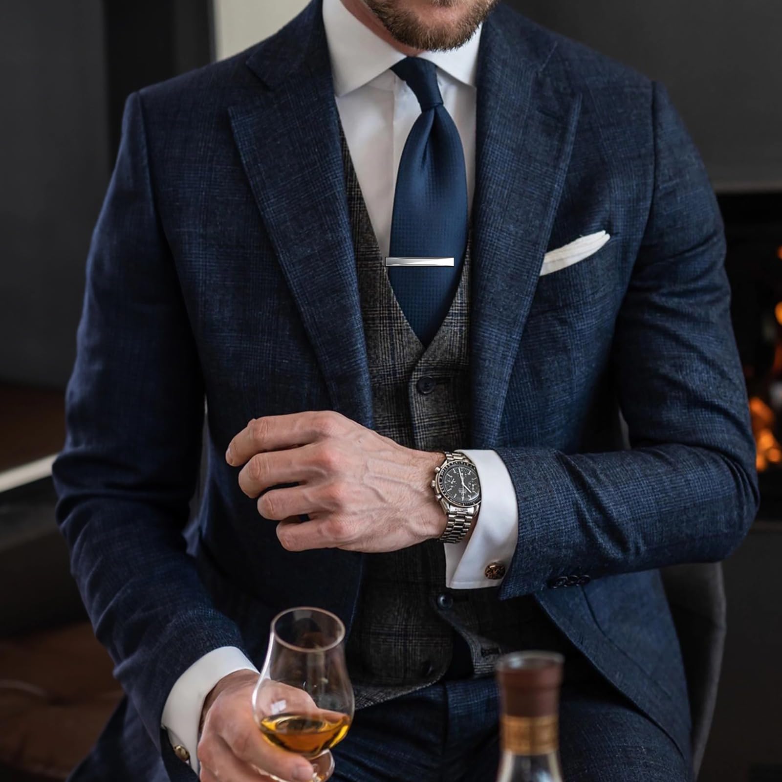Krawattenklammern für Herren mit Geschenk-Box, klassisches Krawattennadel-Set für normale Krawatten, Krawattenklammern für Hochzeit und Business, 10 Stück