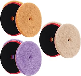6 Pcs 6 Inch Wool Polishing Pad Car Wool Buffing Polishing Pads Wool Buffing Pad Wool Cutting Pad with Hook and Loop for Car Polishing and Buffing, 3 Colors