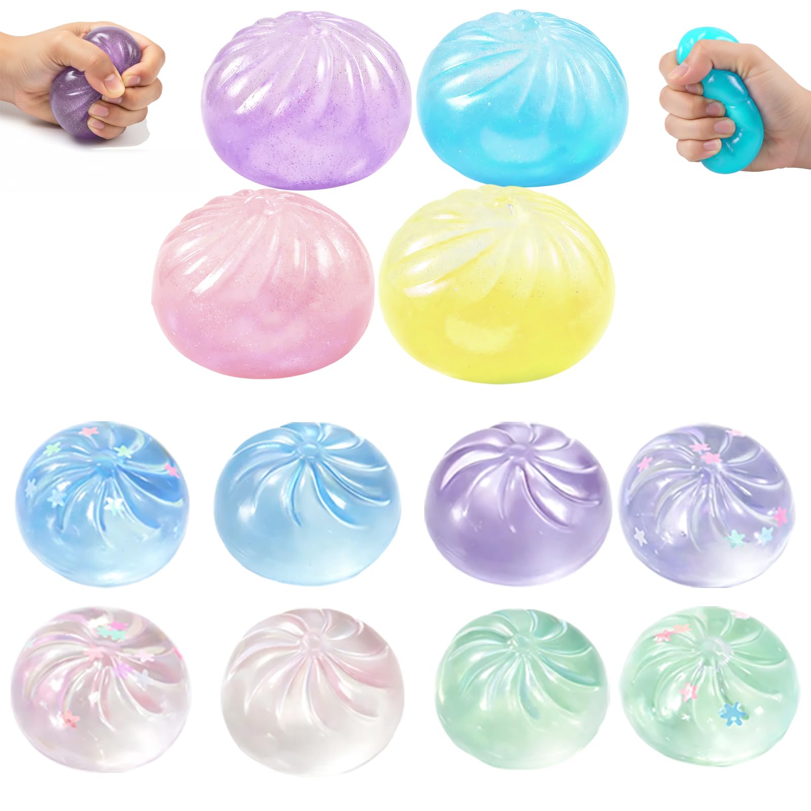 10PCS Glitter Dumpling Squishy,Glitter Stress Balls, Squishy for Stress Relief,These Glitter Stress Balls Are Compact and Easy to Carry in Your Pocket, Bag