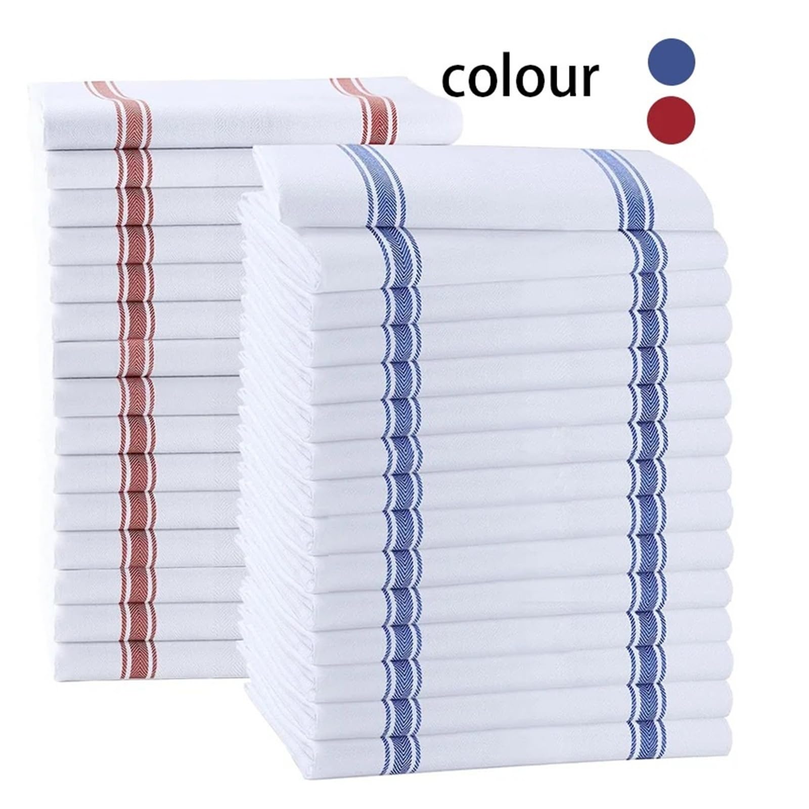4/6/8/12 Piezas, 45 × 62 cm, Estilo Minimalista, Rayas Rojas y Azules, paño de Limpieza Absorbente de algodón Puro Tejido, Perfecto for Cocina, hogar, Estropajo(12 Pieces)