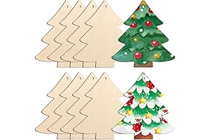 10PCS 7 Inch Large Wooden Christmas Tree Ornaments to Paint