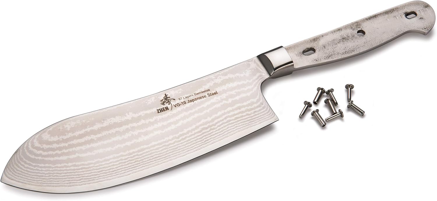 ZHEN Damascus Santoku Chopping Knife Blank, 6-3/4" L x 5/64" T (171mm x 1.98mm)