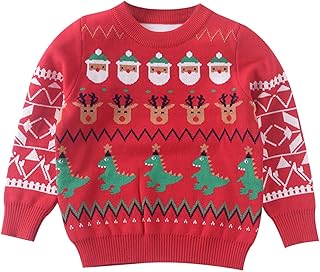 Christmas Jumpers for Children Long Sleeve Crew Neck Xmas/Reindeer Stag Nordic Festive Jumper Santa Claus Tops T-Shirts Winter Winter Kids Clothes Boys Xmas Jumper Top