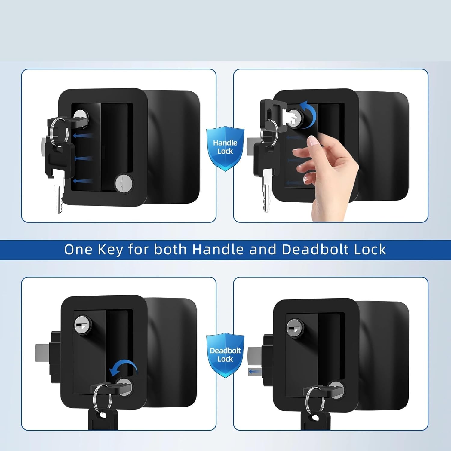 RV Door Lock Replacement Upgraded RV Door Latch with Paddle Deadbolt 4 Keys Camper Door Lock for Travel Trailers 1Pcs