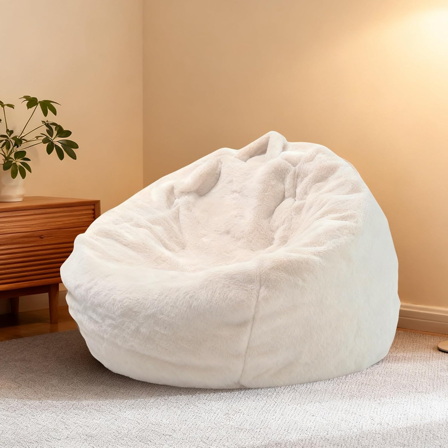 ビーンバッグカバー（詰め物なし）フェイクファービーンバッグチェアカバーラウンジチェア洗えるビーンバッグカウチレイジーソファ大人用、リ