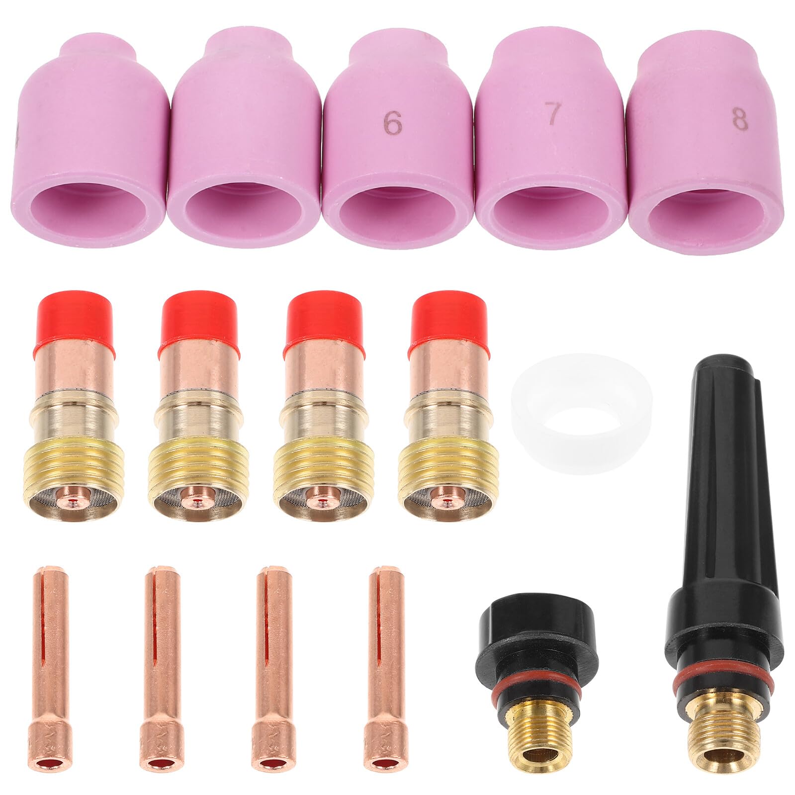 4 Juegos Kit de Consumibles para Antorcha de Soldadura Gas Tig con Boquillas Cerámicas y Copas Resistentes para Aluminio y Acero Inoxidable