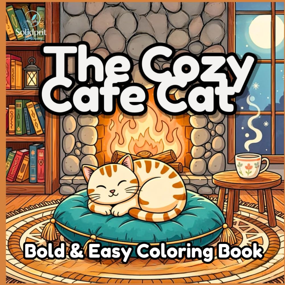The Cozy Café Cat Coloring Book for Adults: A Bold and Easy Coloring Book for Adults and Teens Featuring 40 Cozy Scenes for Stress Relief