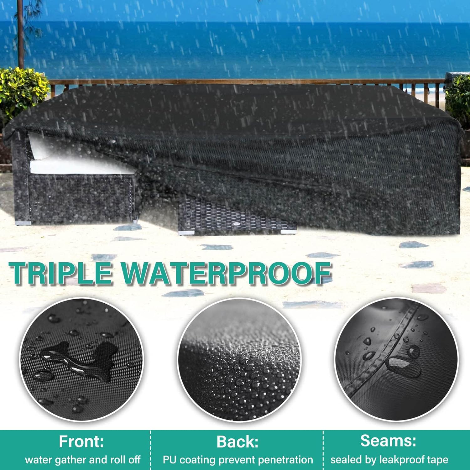 HIGHTQURO Patio Furniture Set Cover Upgraded 100%Waterproof 500D Outdoor Sectional Sofa Cover Patio Table and Chair Set Covers 126" L×63" W×28" H : Patio, Lawn & Garden