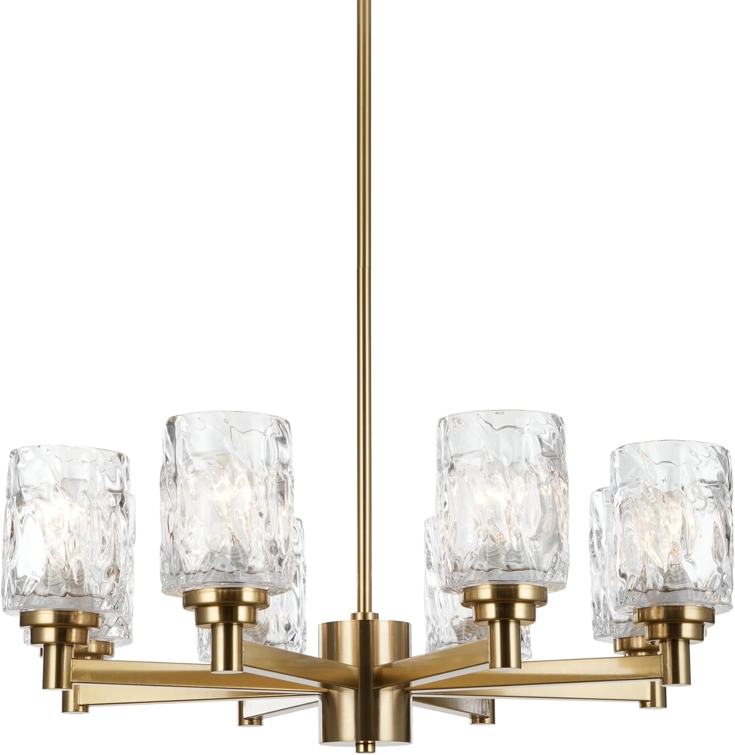 ALICE HOUSE 26" Dining Room Chandeliers, 8 Light Brushed Brass Contemporary Farmhouse Light Fixture for Kitchen and Living Room AL5095-H8