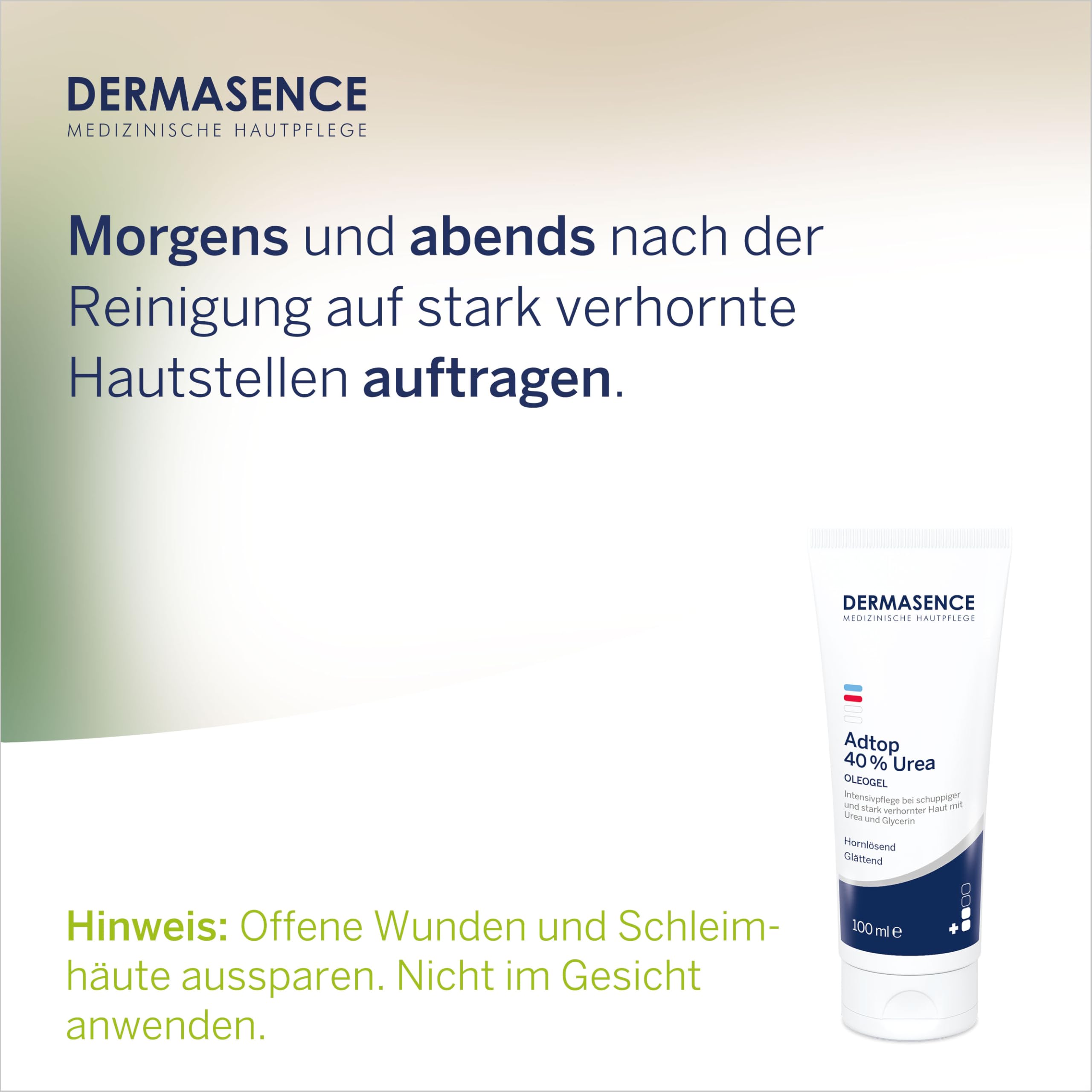 DERMASENCE Adtop 40% Urea, 100 ml - Intensivpflege bei schuppiger und stark verhornter Haut mit Urea und Glycerin