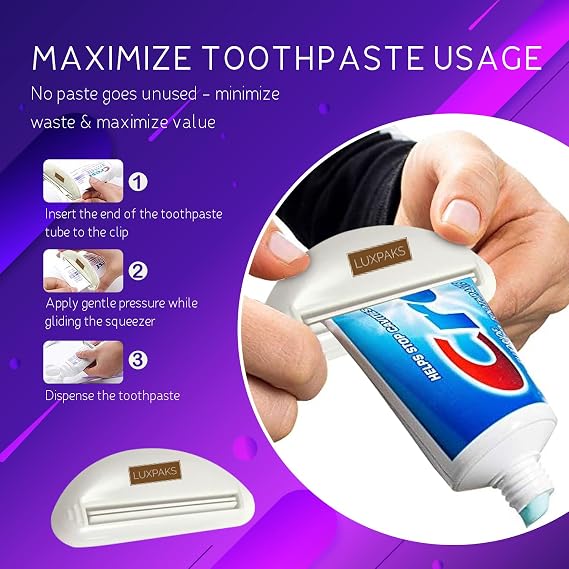 Dental Care Set: Crst 3DWhite Luminous Mint 4-Pack + LUXPAKS Squeezer