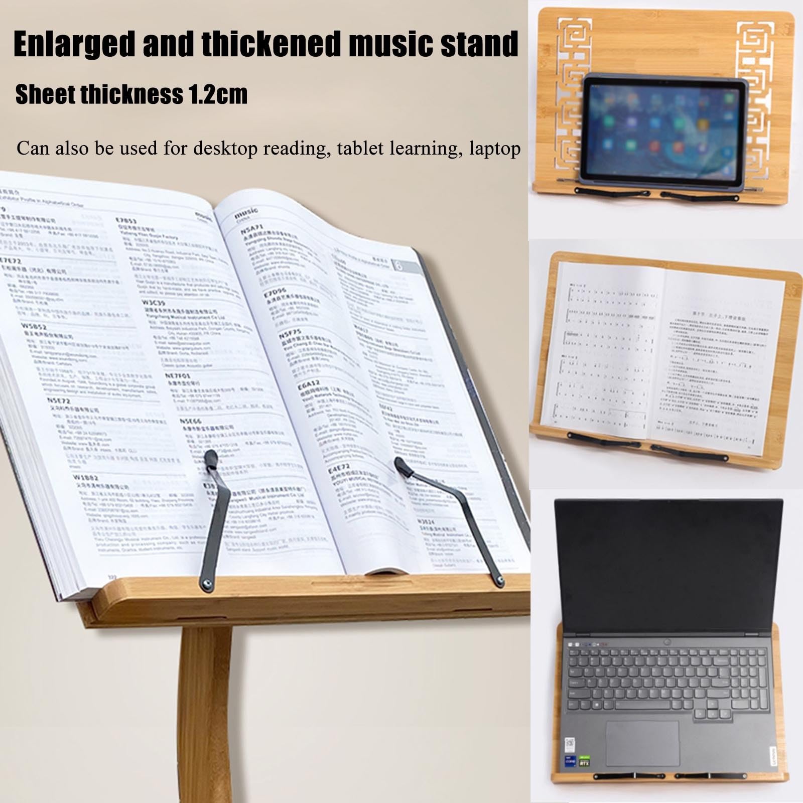 WORDFUN Support pour Partition Guitare, Pupitre en Bois pour Orchestre, Panneau Flip De 340 DegréS, Support De Livres De Bureau, Pupitre De Guitare Violon Ukulélé, Pupitre en Bambou