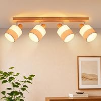 Lampă de tavan cu spoturi Glitzerlife cu 4 fasunguri E14, lampă de tavan din lemn pentru iluminatul sufrageriei și dormitorului 1