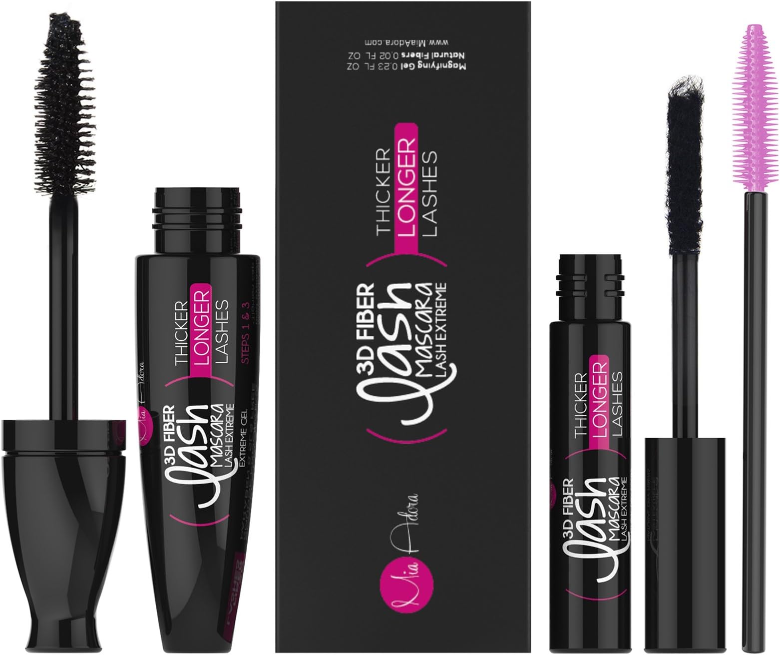 3D Fiber Lash Mascara by Mia Adora - Premium Formula with Highest Quality Natural & Non-Toxic Hypoallergenic Ingredients - FREE Bonus Eyelash ebook with Pro-Tips Included (Blackest Black)