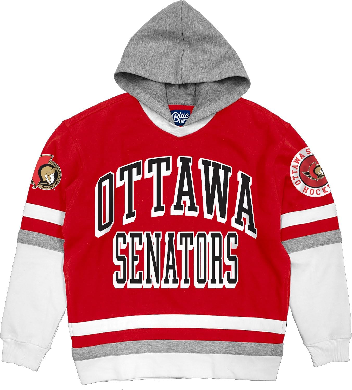 Blue 84 NHL Officially Licensed Hockey Hooded Sweatshirt Twill Embroidery