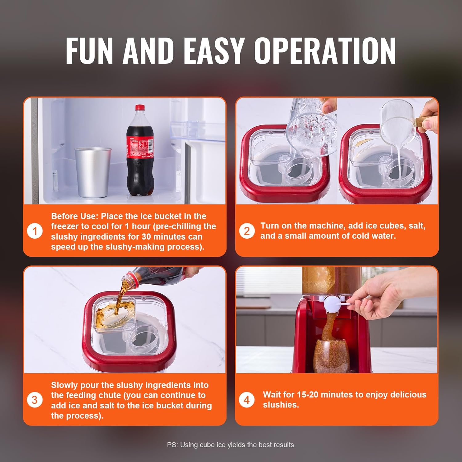 Four-step guide for VEVOR Slushie Machine operation
