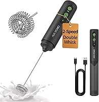 Vista 13 de CIRCLE JOY Espumador de leche recargable de mano, cabezal de batidor de doble bobina, espumador de café eléctrico, varilla espumadora de mano