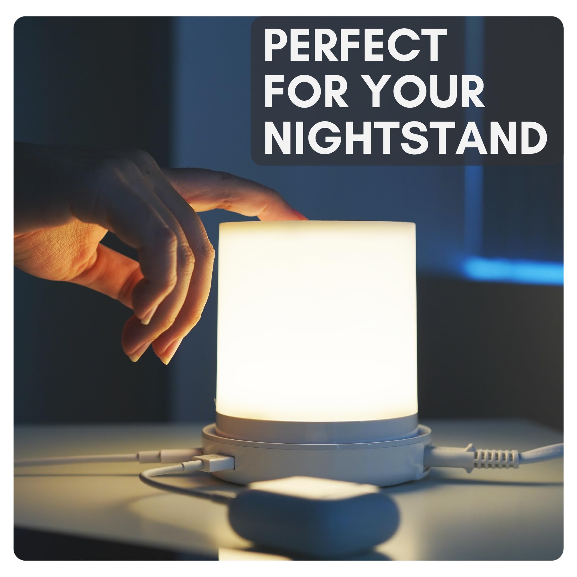 Macally Small Bedside Lamp with USB Ports (USB C + A) - Fast