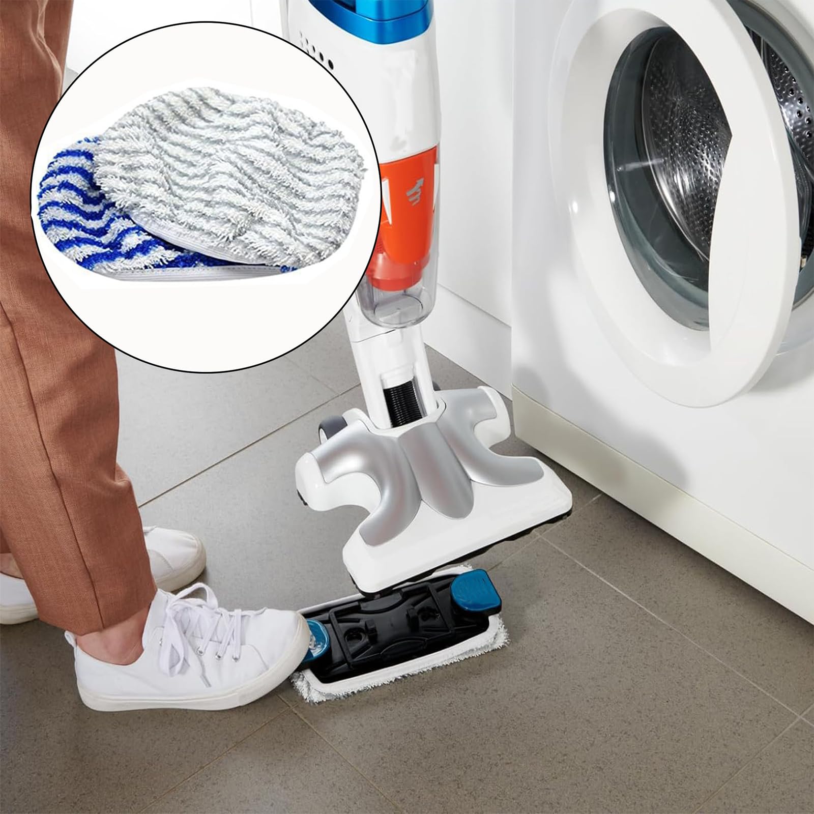 6 Pièces Clean and Steam Lingette, Clean and Steam Accessoires, Serpillere Balai Vapeur pour Rowenta Clean & Steam ZR850002 ZR005801 ZR005804 (Gris et Bleu)