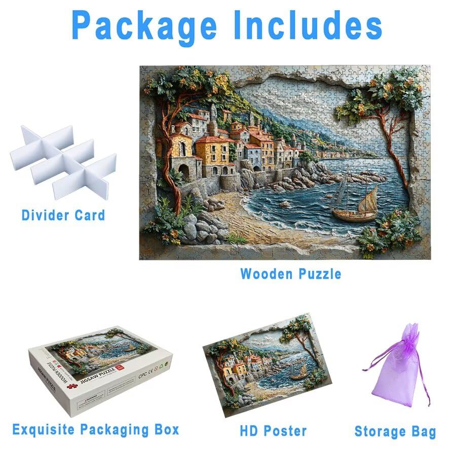 Puzzle 1500 sztuk krajobrazu, drewniane puzzle morskie dla dorosłych, rozmiar: 87 x 57 cm, puzzle 1500 sztuk dla dorosłych, rodzinne gry edukacyjne, puzzle pomysł na prezent dla kobiet, wystrój domu
