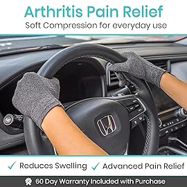 Vive Compression Arthritis Gloves - Comfortable Fit for Men and Women - Full Finger Support for Rheumatoid, Osteoarthritis, Hand Pain, Arthritic Joint Symptom Relief
