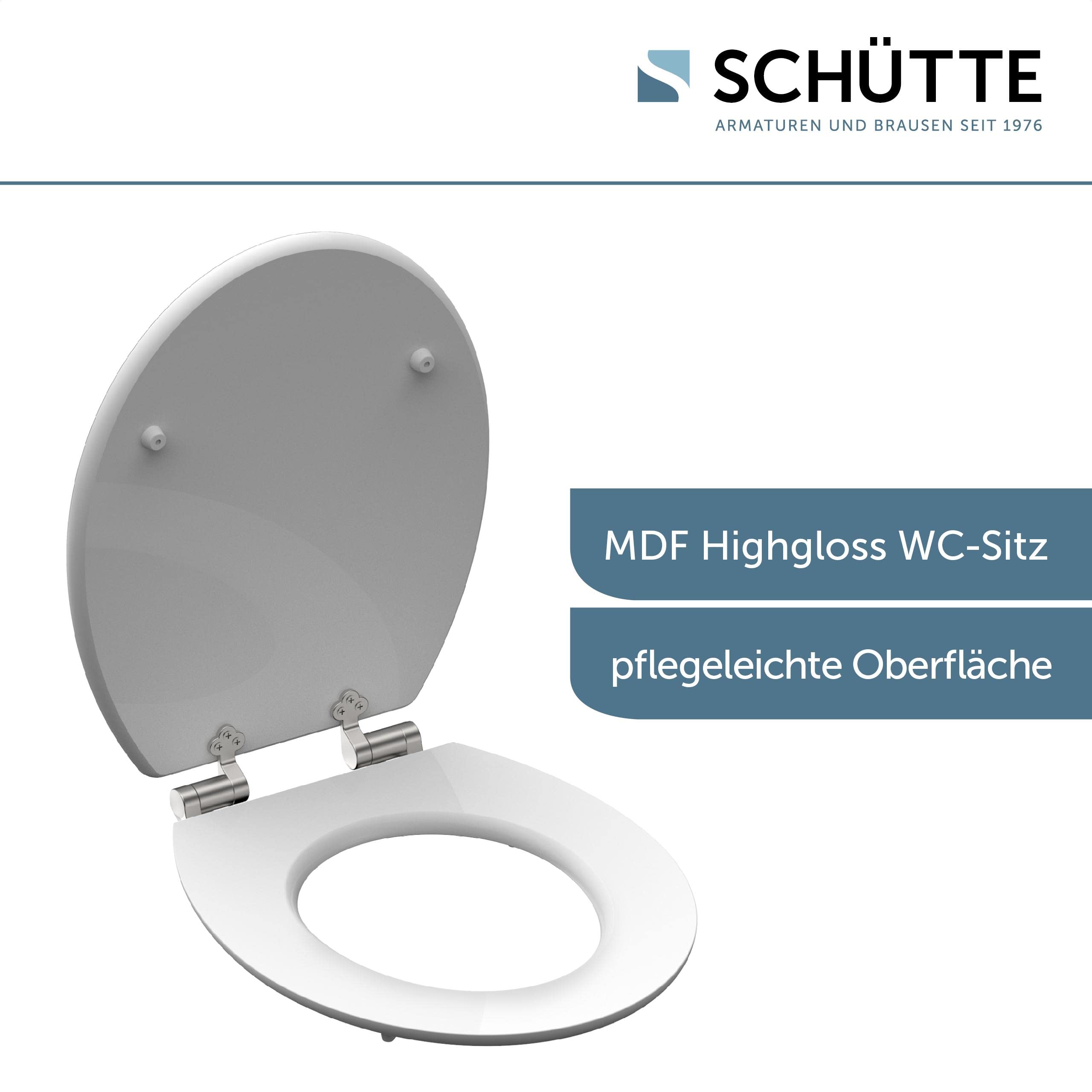 SCHÜTTE 80539 - Sedile copriwater in MDF con anima in legno High Gloss, motivo Poliside, con abbassamento automatico