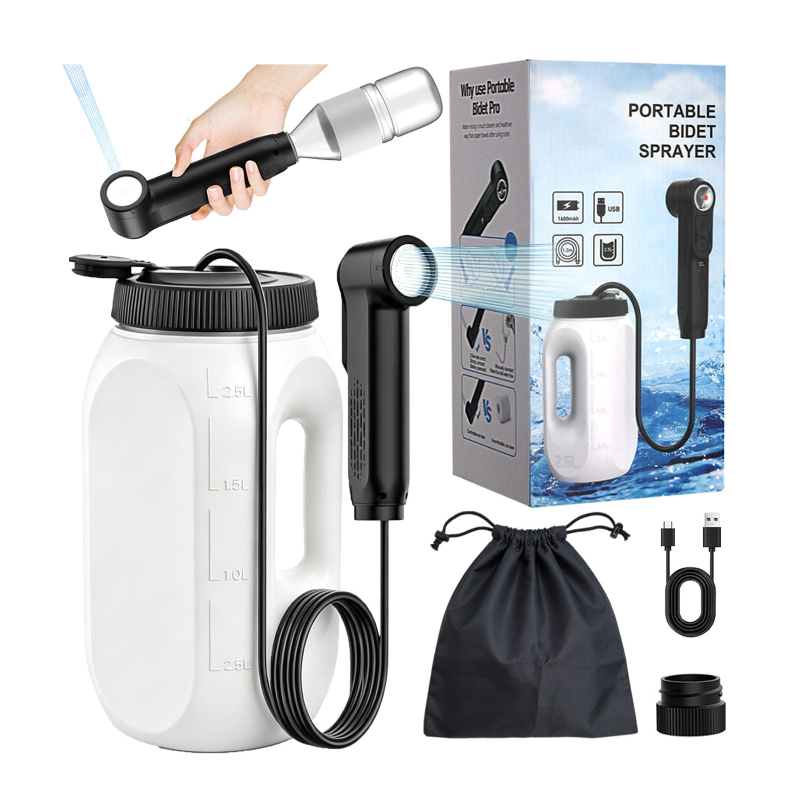 Po Dusche Elektrisch,Tragbare Portable Bidet 2 Modi,Digital Display