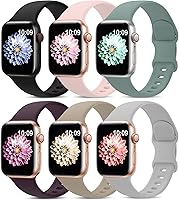 Vista 14 de Paquete de 6 correas deportivas compatibles con Apple Watch de 38mm 40mm 41mm 42mm 44mm 45mm 49mm 46mm, correa impermeable de silicona para iWatch