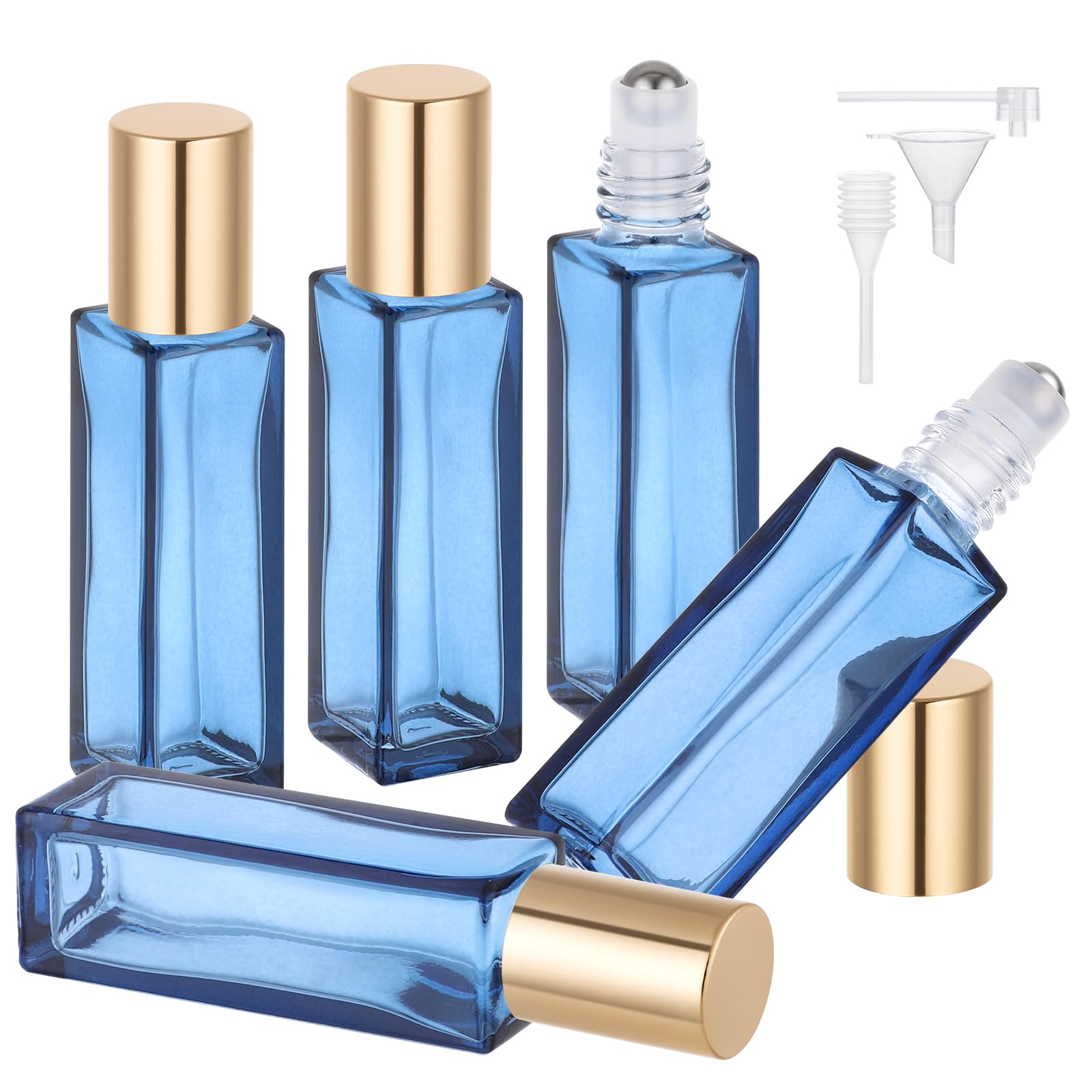 Segbeauty Roll On Rellenable 5 Piezas 10ml Botellas de Vidrio con Bola de Acero Inoxidable para Aceites Esenciales