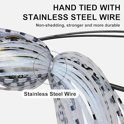 Miniatura 6 de TRUSCEND Fishing Jigs with Ultra Smooth Teflon Hook, Tour Grade Titanium Weed Guard Swim Jigs, Valuable Weedless Skirted Jig, Well-Made Fishing