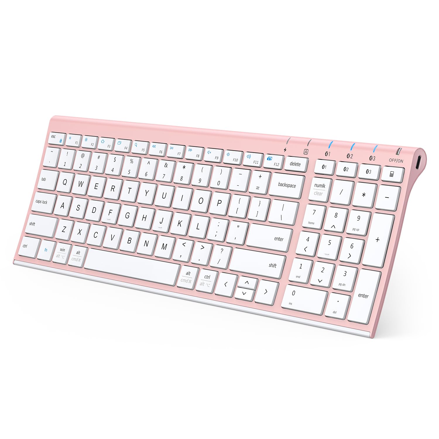 iClever BK10 Bluetooth Keyboard, Wireless Rechargeable Ultra-Slim Keyboard with Long Battery Life, Compatible with iOS, Android, Windows, Mac for iPad, Tablet, Laptop, PC, Phone