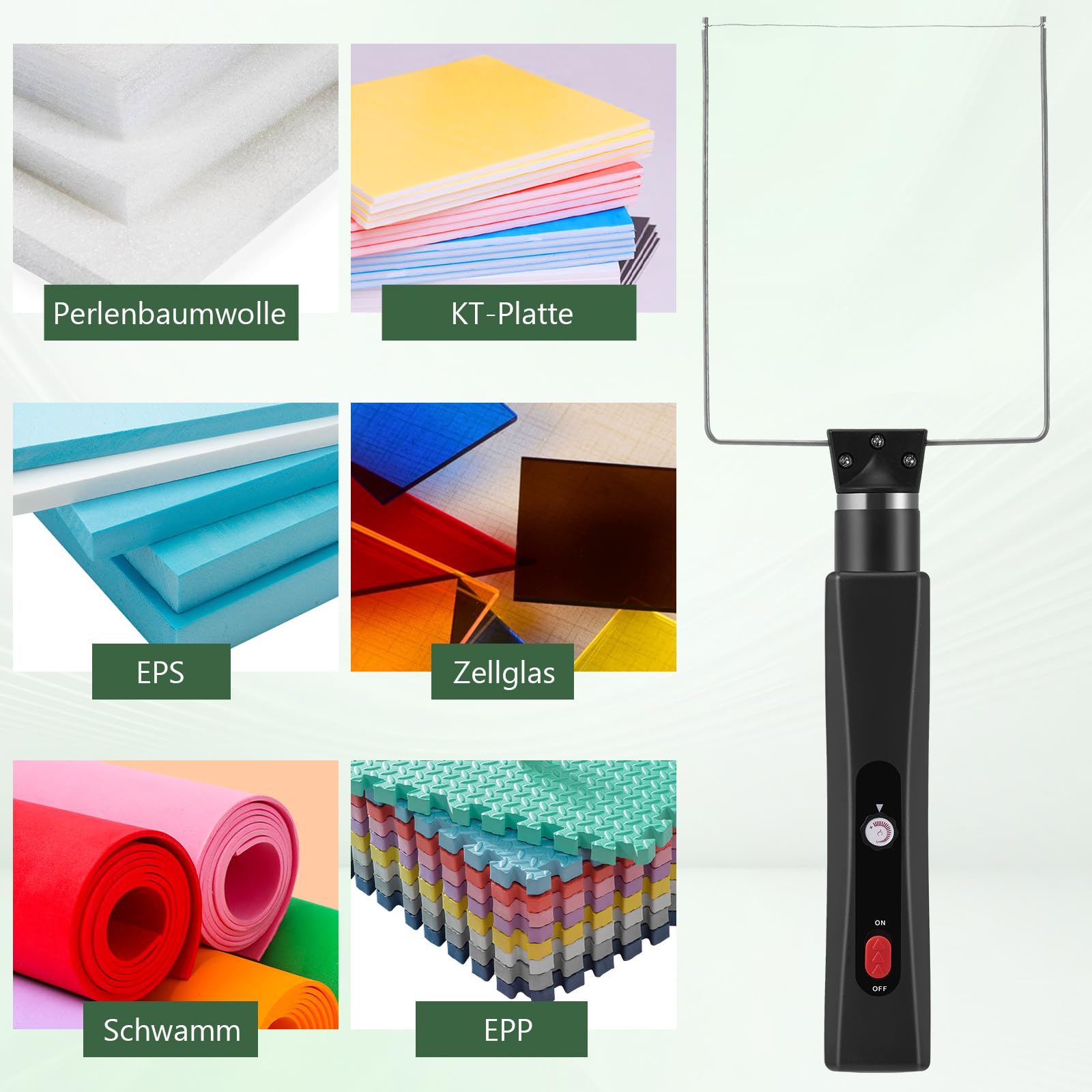 Styroporschneider Heißdrahtschneider Akku mit Thermostat,Elektrischer Styropor Schneider mit LED-Vorleuchte, Heiß-Styroporschneider für Schnittkanten Kunststoffe & styropor (Schwarz)