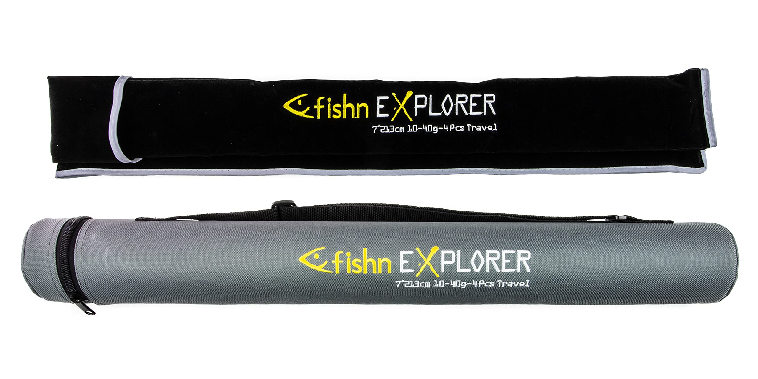 FISHN Wędka podróżna Explorer 213 cm, 4 sztuki, waga: 10-40 g, ze stabilną rurką podróżną do łowienia pstrągów, łososia, szczupaków