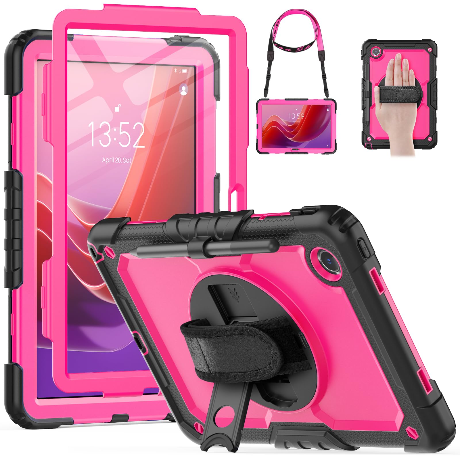 HXCASEAC Case for Lenovo Tab M11/K11 LTE 11’’ with Screen Protector/Pen Holder/Rotating Hand Strap/Stand, Protective M11 Tablet Case (TB-330FU/TB-