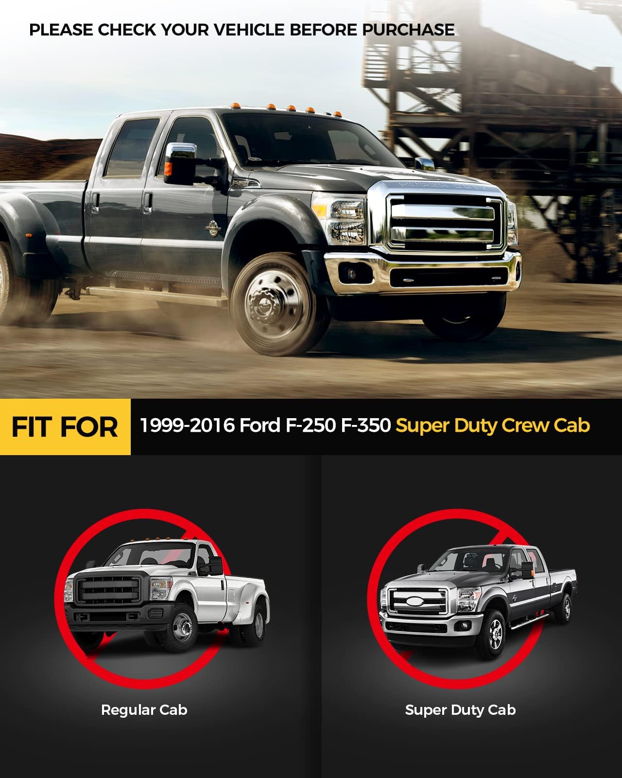 KYX Running Boards & Steps Nerf Bars Compatible with Ford F250 F350 Super Duty Crew Cab 1999-2016, A Pair 6 inch Car Door Side Steps Nerf Bars Truck Boards Step Rails-Silver Logo