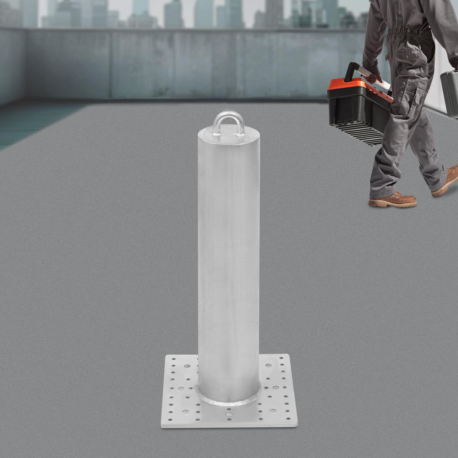 Cáncer de techo, comercial para protección contra caídas, 2268 kg de carga de rotura, punto de tope, galvanizado en caliente, gancho de seguridad para madera, hormigón y metal, anclaje de seguridad de